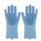 HULIANFU Silicone Dishwashing Cleaning Glove Magic Scrubber Sponge Rubber Glove for Washing Dish Kitchen Car Bathroom Pet Brush Cleaner