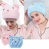 HULIANFU Lovely Cat Hair Drying Cap Bath Towel Microfiber Shower Sleeping Hat Wrapped Towels Bathing Caps For Women Bathroom Accessories