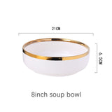 HULIANFU White Porcelain Plates for Food Dinner Set Dishes Salad Soup Bowl Ceramic Plates and Bowls Set Tableware Set Service for 4/6/8