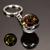 HULIANFU New 12 Constellation key ring Starry Sky Luminous Keychain Time Stone Glass Ball Key Chain Accessories Pendant Key Chain Gifts