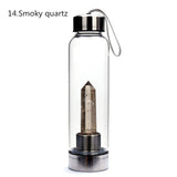 HULIANFU water bottle Drop Shipping Natural Crystal Point Healing Obelisk Wand Elixir Quartz Crystal Water Bottle To wand heals energy st