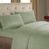 HULIANFU Sheet Set 4 In 1 Fitted Bed Sheet Pillowcases Flat Bed Sheet Stripe Coverlet Ues for Hotel home ( No Filler/Quilt Cover Inside )