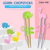 HULIANFU Reusable Stainless Steel Cute Portable Chopsticks For Kids Learning Training Chopsticks Food Sticks Learner Kids Enlightenment