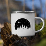HULIANFU Night Forest Mountain Print Enamel Creative Coffee Tea Water  Milk Cups Camping Mugs Handle Drinkware Vacation Hiking Mug Gifts
