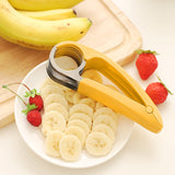 HULIANFU Kitchen Accessories Banana Slicer Fruit Vegetable Sausage Slicer Stainless Steel Banana Cutter Salad Sundaes Tools Cooking Tools