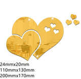 HULIANFU New 1Pcs Wall Sticker 3D Mirror Acrylic Self Adhesive Modern Heart Shape Poster TV Background Ceiling Wall Decoration DIY Decor