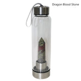 HULIANFU water bottle Drop Shipping Natural Crystal Point Healing Obelisk Wand Elixir Quartz Crystal Water Bottle To wand heals energy st
