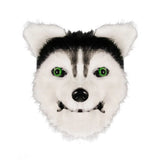 HULIANFU Movable Mouth Fox Head Mask Animal Panda Tiger Husky Orangutan Artificial Fur for Halloween Costumes Party
