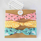 HULIANFU 3pcs Cotton Elastic Knot Headbands for Women Baby Girls Bow headband Baby Shower baptism Colorful Face Wash Hair accessories