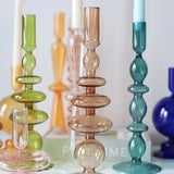 HULIANFU Nordic Glass candle holders romantic Dinner home decoration candlestick for birthday wending candle holder wax portavelas decor