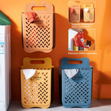 HULIANFU Large Portable Bathroom Folding Dirty Clothes Storage Basket Household Wall Hanging Punch-Free Laundry Basket Put Clothes Bucket