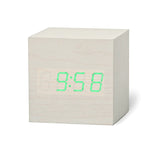 HULIANFU New Qualified Digital Wooden LED Alarm Clock Wood Retro Glow Clock Desktop Table Decor Voice Control Snooze Function Desk Tools