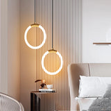 HULIANFU Nordic creative LED Pendant lamp 360 ° glow Bedroom Bedside Art Single Head lamp Postmodern Hanging light Luxury Circular lamp