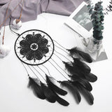 HULIANFU New Indian Style Dreamcatcher Moon Handmade Wind Chimes Wall Ornament Girls Room Decoration Feather Dream Catcher