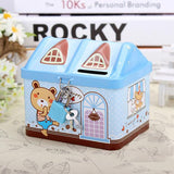 HULIANFU Small House Cute Piggy Bank Money Box Tinplate Saving Bank Best Gift For Children Money Saving Banks Gift