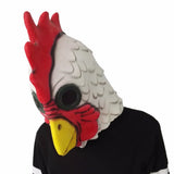 HULIANFU White Latex Rooster Adults Mad Chicken Cockerel Mask Halloween Scary Funny Masquerade Cosplay Mask Party Mask