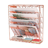 HULIANFU Nordic Rose Gold Wall Magazine Rack Bookshelf Hanging Bookend Decor Furniture For Home Desktop Children Bookcases Book Cabinet
