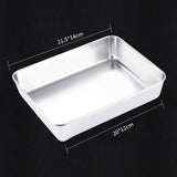 HULIANFU Thicken Stainless Steel Storage Tray with Lid Rectangle Food Plate Flat Bottom Dish Bakeware Cake Bread Baking Pan Kitchen Tools