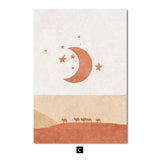 HULIANFU Nordic Desert Boho Canvas Prints Cactus Wall Art Abstract Landscape Sun and Moon Scene Wall Picture for Living Room Home Decor