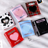 HULIANFU Kpop Card Binder 3inch Photo Album Hollow Love Heart Model Photocard Holder Plaid Album Instax Mini Album For Cards Collect Book