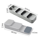HULIANFU Knife Holder Spoons Storage Plastic Cutlery Drawer Storage Box Durable Plastic Tray Cutlery Rack For Kitchen Storage