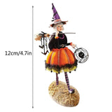 HULIANFU New Halloween Witch Doll Figure Statue Resin Pumpkin Elegant Mini Witch Sculpture Decoration Party Decor Home Desktop Ornaments