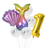 HULIANFU Little Mermaid Party Balloons 32inch Number Foil Balloon Kids Birthday Party Decoration Supplies Baby Shower Decor Helium Globos
