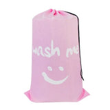 HULIANFU Smile Shape Nylon Laundry Bag Wash Me Travel Storage Pouch Machine Washable Dirty Clothes Organizer Wash Drawstring Bag