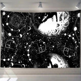 HULIANFU White Black Sun Moon Mandala Starry Sky Tapestry Wall Hanging Bohemian Gypsy Psychedelic Tapiz Witchcraft Astrology Tapestry