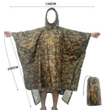 HULIANFU Portable Multifunctional 3 In 1 Rain Coat Hiking Camping Raincoat Poncho Mat Awning Durable Outdoor Activity Rain Gear Supplie