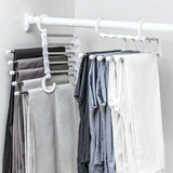 HULIANFU Stainless Steel Hangers Storage Tie Clips Multi-function 5 Layers Clothes Pants Rack Jeans Drying Rack Double Hooks Save Space