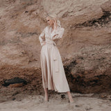 Women Casual Satin Maxi Robe Dress Solid Color Lantern Sleeve Sashes Dress New Fashion Spring Elegant A Line Party Dresses