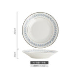 HULIANFU Korean Green Leaf Dinner Plate Soup Bowl Coffee Cup Saucer Set Ins Beautiful Dessert Salad Ceramic Plate for Food Crockery