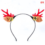 HULIANFU 2023 Christmas Headband Reindeer Antlers Horn Flower Hair Band Clasp Headwear for Kids Adult New Year Navidad Party Halloween Cosplay
