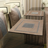 HULIANFU Luxury Table Runner with Handmade Rhinestones European Tasseled Flannel Table Runner Wedding Party Supplies Pillowcase Napkin