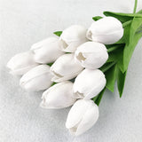 HULIANFU 2023 10PCS Artificial Flowers Garden Tulips Real Touch Flowers Tulip Bouquet Decor Mariage for Home Wedding Decorations Fake Flower