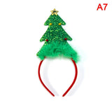 HULIANFU 2023 Christmas Headbands Santa Tree Elk Antlers Headband Kids Adult Headwear Reindeer Ornaments Christmas Decor Party Cosplay Gifts