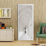 HULIANFU Modern PVC Door Sticker Self Adhesive Vinyl Silver Water Wave Pattern Waterproof Wall Sticker Home Decor Wallpaper