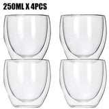 HULIANFU Transparent glass coffee cup milk whiskey tea beer double creative heat resistant cocktail Vodka wine mug Drinkware tumbler cups