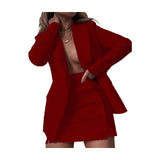 hulianfu Solid Color Suit Blazer Small Suit Jacket Short Skirt Two Piece Set Ladies Retro Jacket Suit Chic Top Casual Mini Skirt