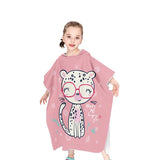HULIANFU Kids Beach Poncho Cute Cat Print Beach Towel Hooded Super Absorbent Microfibre Children BathRobe Toddler Pool Towel with Hood