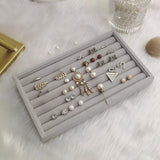 HULIANFU Jewelry Box Showcase Drawer Storage Multi-Grids Classification Storage Flannel Necklace Rings Earrings Storage Case for Home