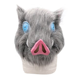 HULIANFU Inosuke Hashibira Mask Helmet Demon Slayer Kimetsu No Yaiba Cosplay Hood Hair Pig Mask Headwear Halloween Carnival Costume Prop