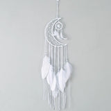 HULIANFU New Indian Style Dreamcatcher Moon Handmade Wind Chimes Wall Ornament Girls Room Decoration Feather Dream Catcher
