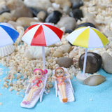 HULIANFU Ocean Beach Style Miniatures Artificial Sunshade Umbella Chair Anchor Micro Landscape For Garden Pastoral DIY Accessories Decor