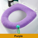 HULIANFU Winter Warm Toilet Seat Cover Closestool Mat 1Pcs Washable Bathroom Accessories Knitting Pure Color Soft O-shape Pad Bidet Cover