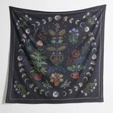 HULIANFU Moon Phase Tapestry Wall Hanging Botanical Celestial Floral Wall Tapestry Hippie Flower Wall Carpets Dorm Decor Starry SkyCarpet