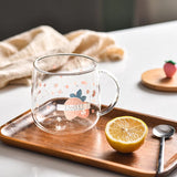HULIANFU Novelty 3d Lid Cartoon Strawberry Cute Water Glass Transparent Milk Juice Drinkware Cup Mug Drinking Borosilicate Glasses Coffee