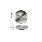 HULIANFU Stainless steel Dinner Plates Restaurant Gold Serving Tray Round Dessert Cake Snack Dishes Silver Storage Plate Korean Cutlery