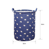 HULIANFU Organizer Canvas Laundry Basket Waterproof Large Capacity Laundry Hamper Dirty Clothes Storage Basket Toy Home Storage Bin 45x35
